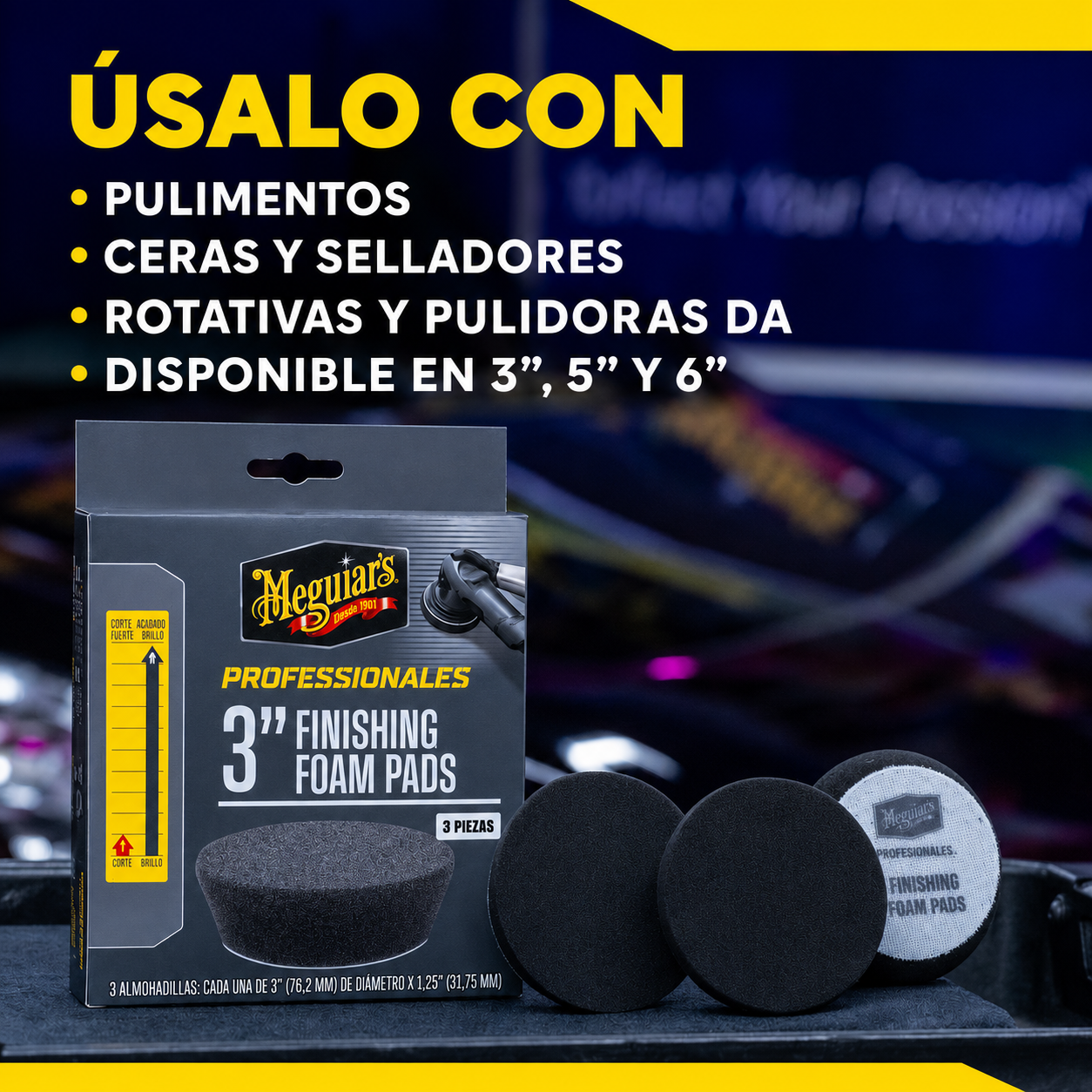 MEGUIAR'S PROFESSIONAL 3" PAD DE ACABADO - Pack 3ud