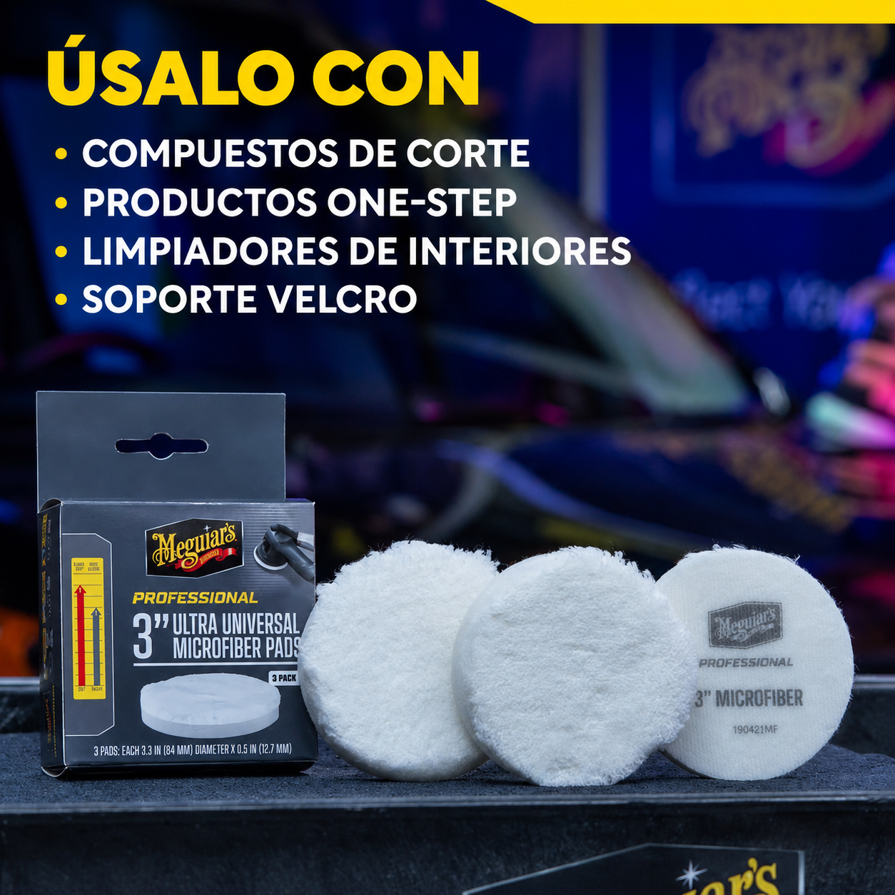 MEGUIAR'S PROFESSIONAL 3" MICROFIBER PAD - Pack 3ud