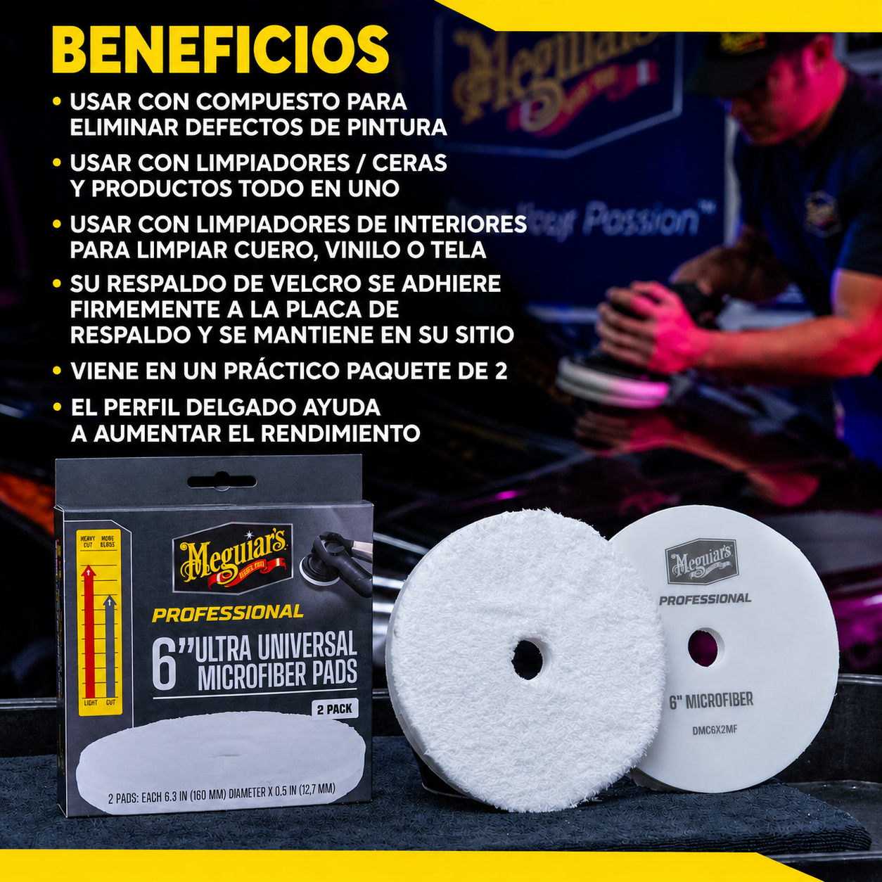 MEGUIAR'S PROFESSIONAL 6" MICROFIBER PAD - Pack 2ud