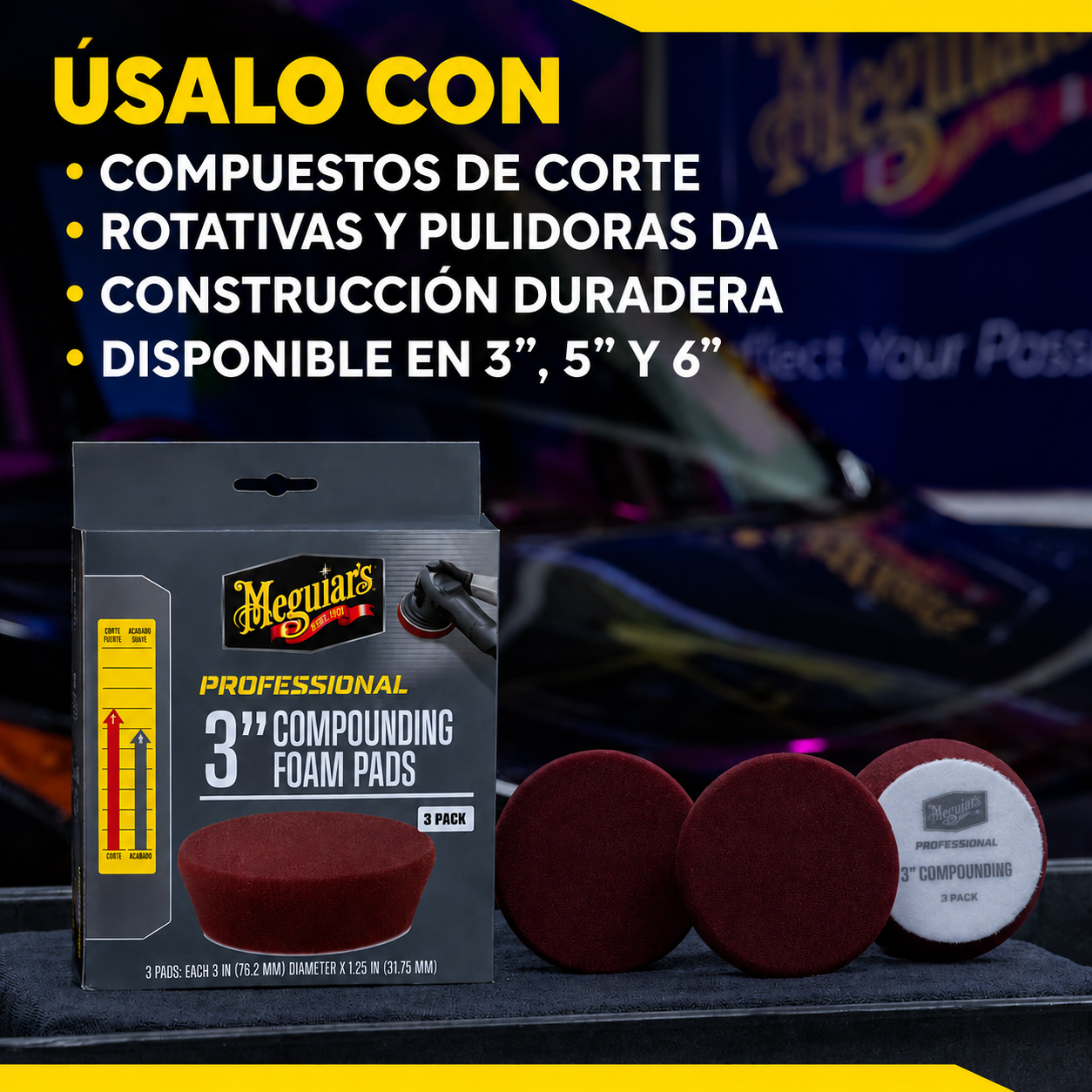 MEGUIAR'S PROFESSIONAL 3" PAD DE CORTE - Pack 3ud